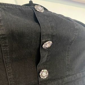 H&M Black Denim Jumper with Diamond Buttons